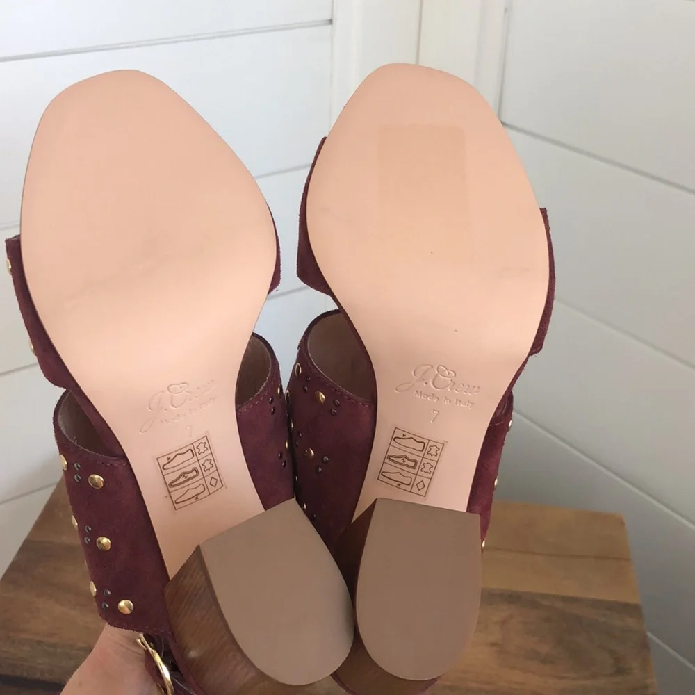New J. Crew Made in Italy Leather Block heel Sandals. - Picture 14 of 17
